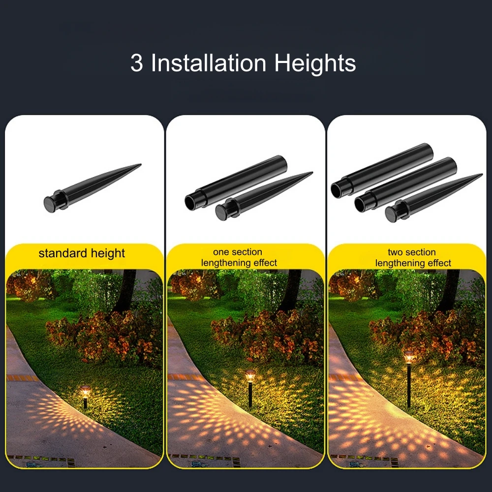 تعمل بالطاقة الشمسية مسار الإسقاط ضوء في الهواء الطلق حديقة فناء مقاوم للماء أضواء الحديقة الظل الديكور مسار الإضاءة الليلية