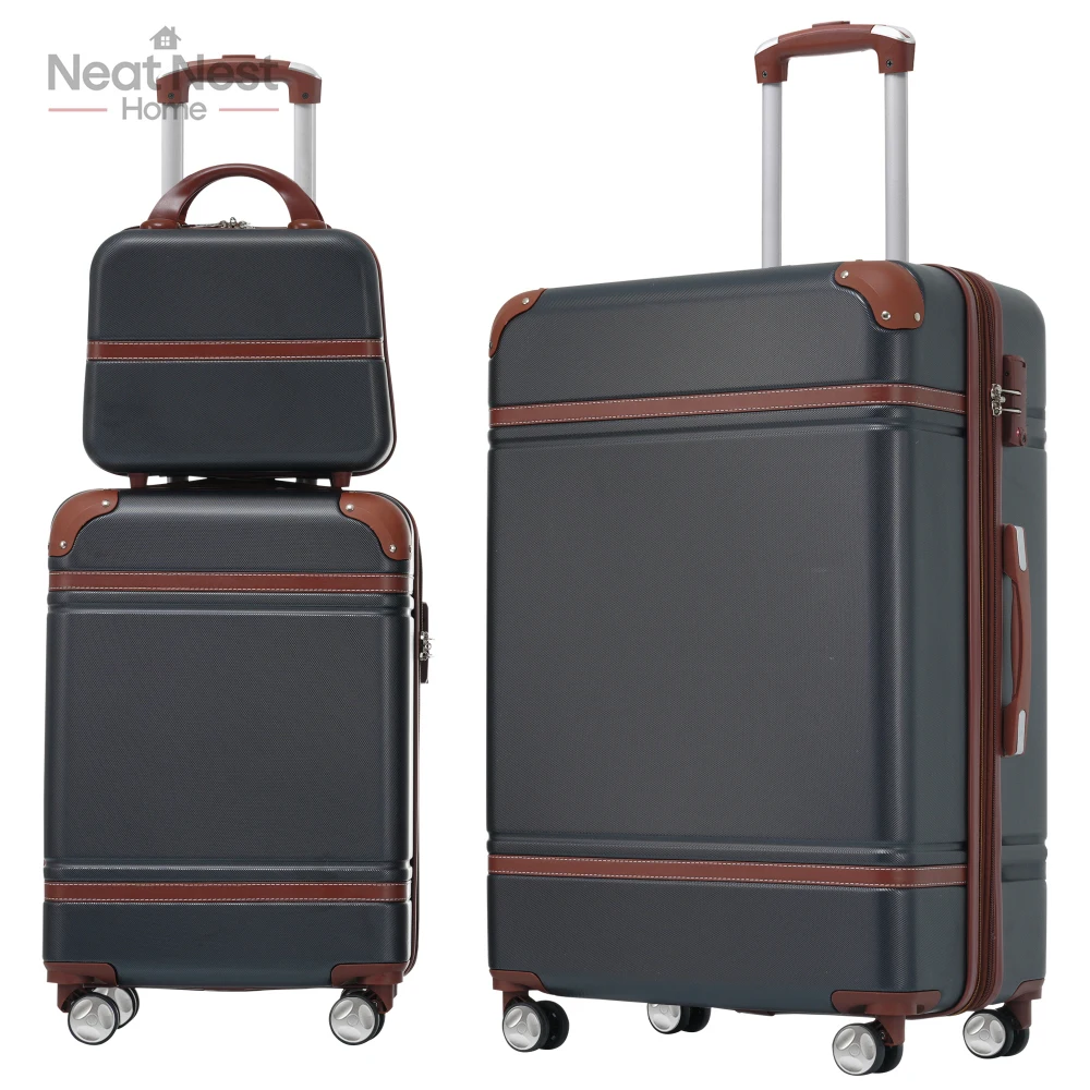 

3 Pieces Durable Hard shell Luggage Sets ,20"+28" Luggages/Cosmetic Case,Suitcase with TSA Lock&smooth 360° spinner wheels