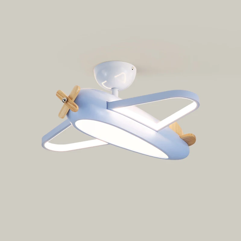 Plane Lamp Cartoon Blue Aeroplane Ceiling Lamps Solid Wood Children\'s Room Ceiling Light Student Kids Boy Baby Bedroom Lights