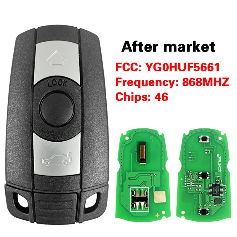

CN006028 послепродажного обслуживания, 3 кнопки, умный дистанционный ключ FCC YG0HUF5661, 46 чипов, 868 МГц, без ключа для B-MW CAS3, без приближения