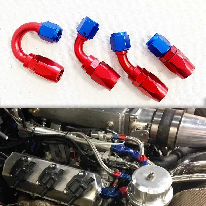 

2pcs Fuel/Swivel Hose adapter fittings Aluminium AN4/6/8/10/12 Hose End Adapter Fittings Oil Fuel Hose Fitting 0/45/90/180Degree