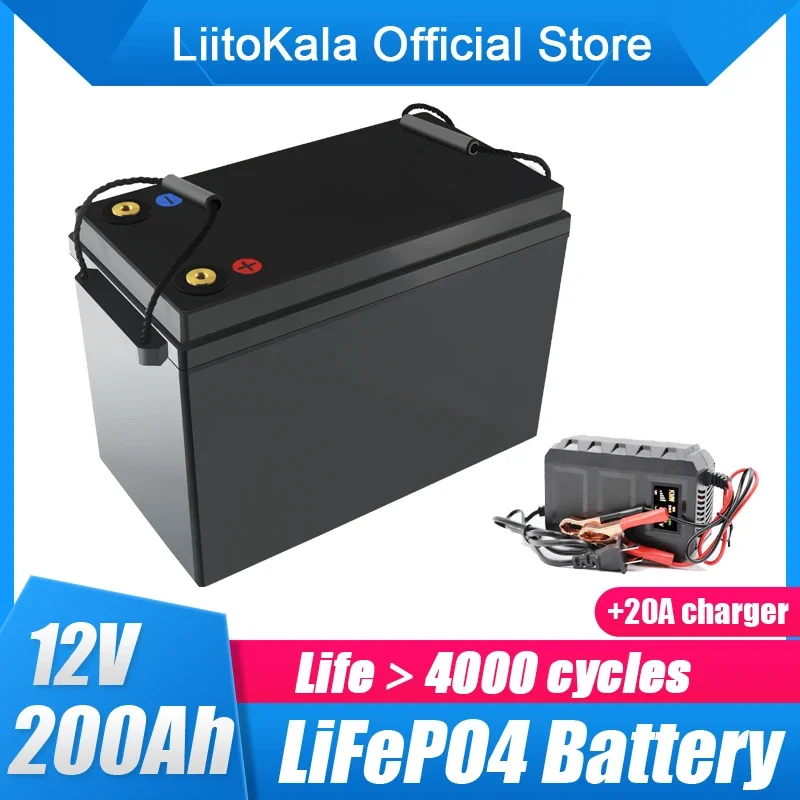 

12V 200Ah LiFePO4 Battery BMS Lithium Power Batteries 4000 Cycles For 12.8V RV Campers Golf Cart Off-Road Off-grid Solar Wind