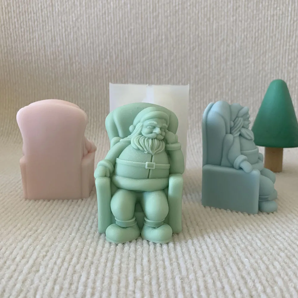 3D Sofa Sleep Santa Silicone Candle Molds Christmas Atmosphere Decoration Crafts Resin Plaster Mold Home Gifts Handmade Diy Tool