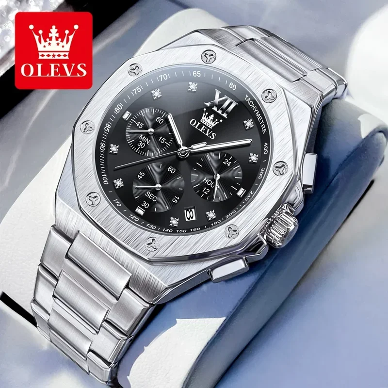 

OLEVS 3626 Men's Watches Quartz Rhombus Dial Male Wrist Watch Waterproof Luminous Stainless Steel Watches Man Clock