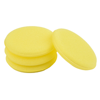 12Pcs Car Round Waxing Polish Sponges Paint Coating Waxing 10CM Yellow-Foam Sponge Applicator Pads Car Washing Detailing Tools