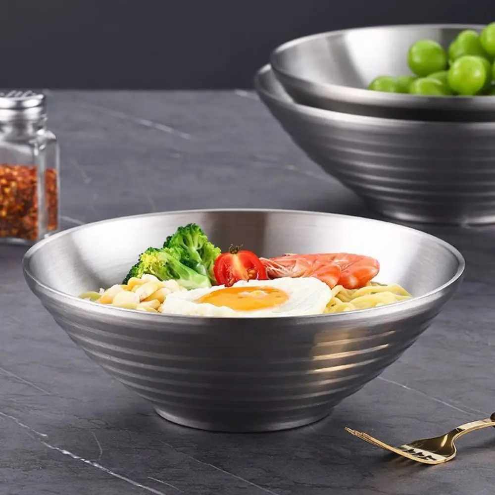 

Japanese Style 304 Stainless Steel Bowl Heat Insulated Anti Fall Instant Noodles Bowl Durable Bamboo Hat Shape