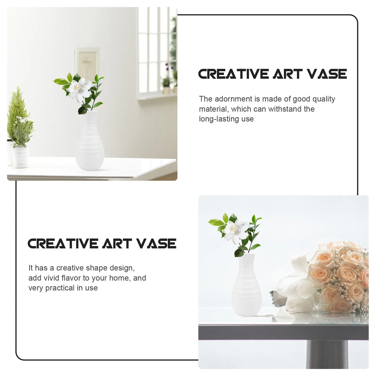 2Pcs Plastic Vase Nordic Modern Home Decor Simple White Flower Vase Living Room Table Desktop Holder Home Desktop Decor