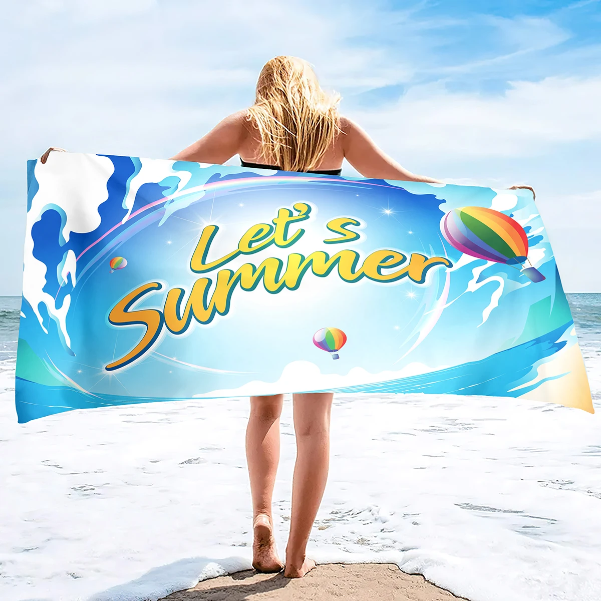 Summer Letter Printing Adult Oversized Quick Dry Beach Towel Women Sand Free    Men Microfiber Pool s