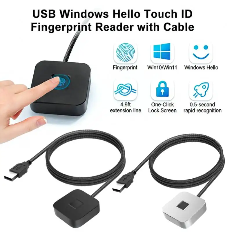 

For Windows 10/11 USB Fingerprint Reader Mini Fingerprint Scanner Desktop For Windows Hello Fingerprint Reader for PC Laptop USB