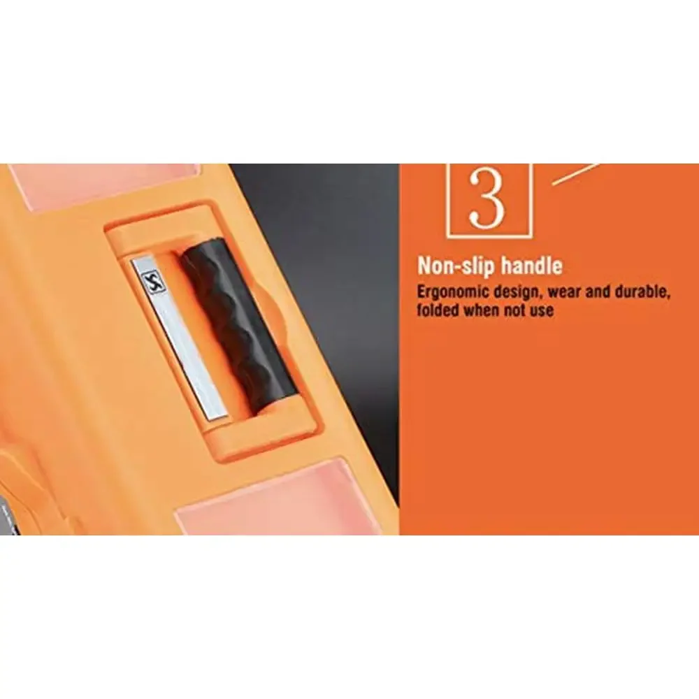 Heavy Duty Steel Toolbox Organizer Tray Ergo Handle Secure Latch Storage Box