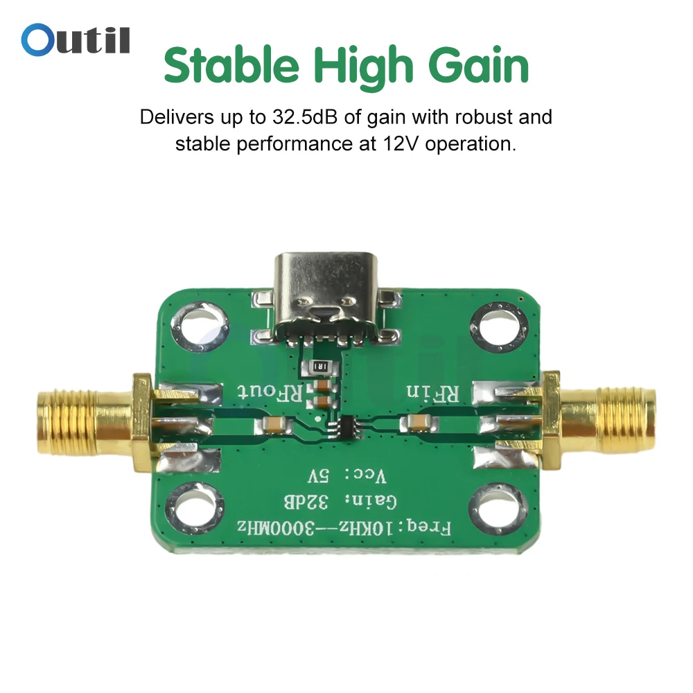 10KHz-3GHz RF Broadband Amplifier Module 32dB Gain Low Noise Medium Power LNA for Signal Generator Auxiliary