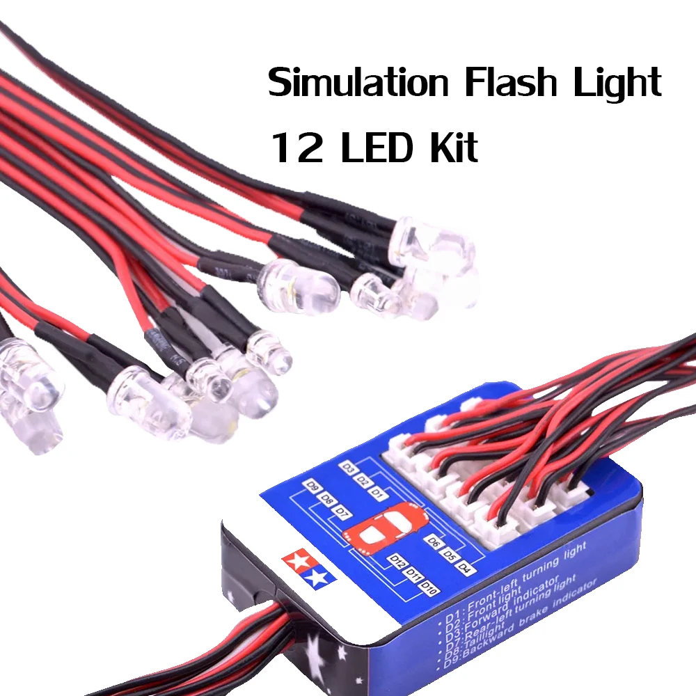12 LED RC Car Light Kit, Dual Flashing Simulation Controllable Lights for 1/10 Tamiya HSP HPI RC4WD Traxxas