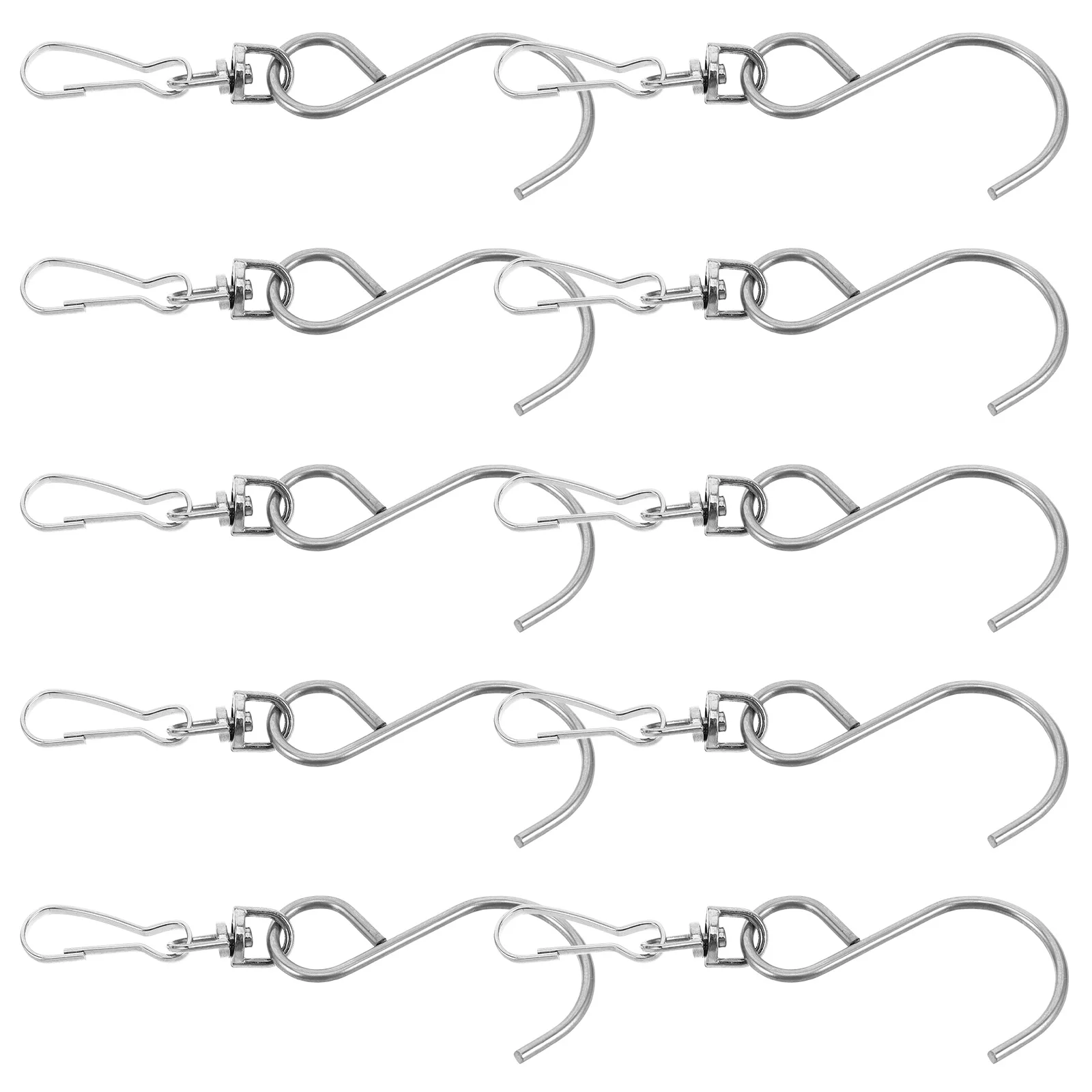 

10pcs Rotating Wind Chime Hooks Stainless Steel Swivel Garden Hooks for Outdoor Hanging Decor Bird Feeders Baskets Chimes