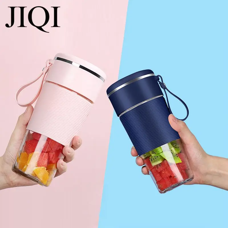 300ML Dual power elektryczna sokowirówka ze ostrze ze stali nierdzewnej do wielokrotnego ładowania kubek do soku Blender do Smoothie automatyczne