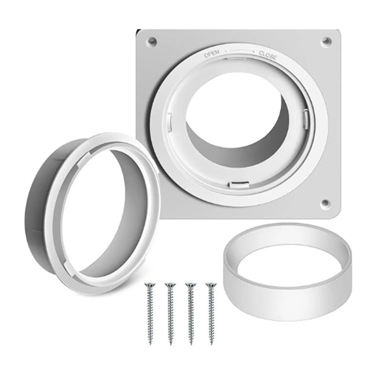 ABBZ-Dryer Vent Wall Plate with Hose(4 Inch 8 Feet),Twist Lock Dryer Vent Connector Kit,4 Inch Dryer Duct Connector Flange A