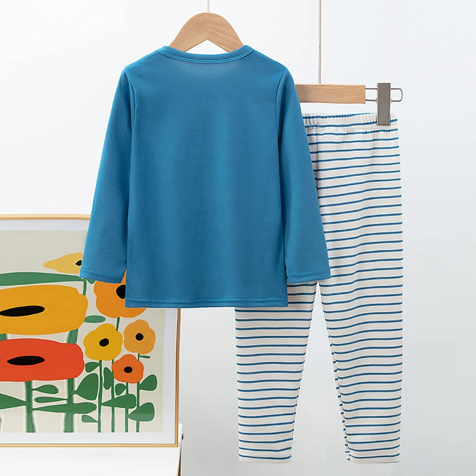 2-teiliges Kinder-Set, Jungen/Mädchen, gleicher Stil, Herbst/Winter, warm, schweißabsorbierend, bedruckt, mehrfarbig, modische Pyjamas – Detail 19