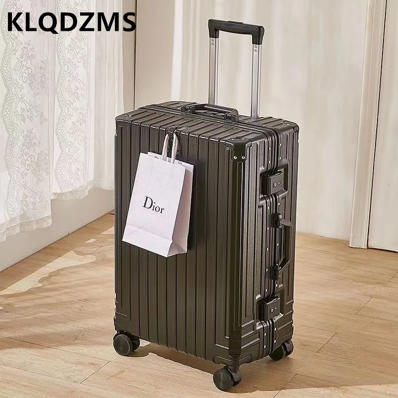 KLQDZMS 20 "22" 24 "26" 28 Cal bagaż kabinowy ABS + PC torba na pokład aluminiowa rama o dużej pojemności pokrowiec na wózek walizka podręczna