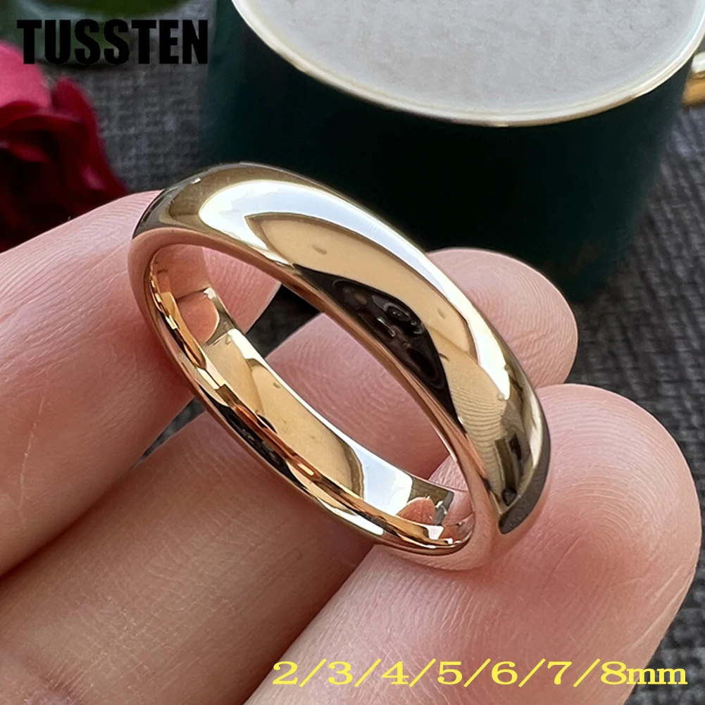 TUSSTEN 2-10MM pozłacany różowym złotem palec z węglika wolframu dla mężczyzn kobiety moda obrączka zaręczynowa Comfort Fit