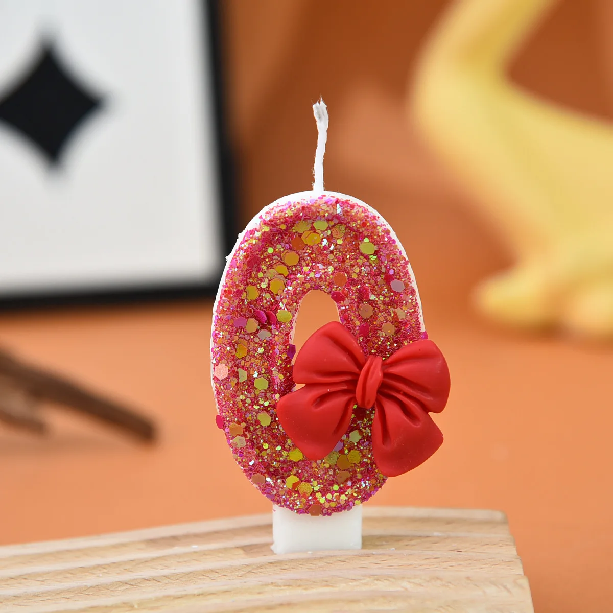 Big red bow-shaped sticker digital candle - Red glittering candle, party gift, birthday and anniversary party candle