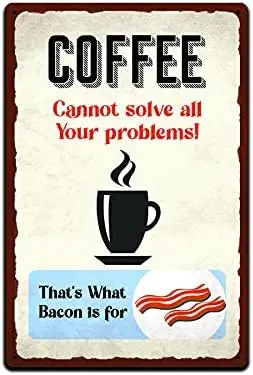 JP's Parcels Tin Signs Kitchen Wall Décor - Metal Sign for Coffee Drinkers Gift 12 x 8 in. Coffee Cannot Solve All Your Pro sign