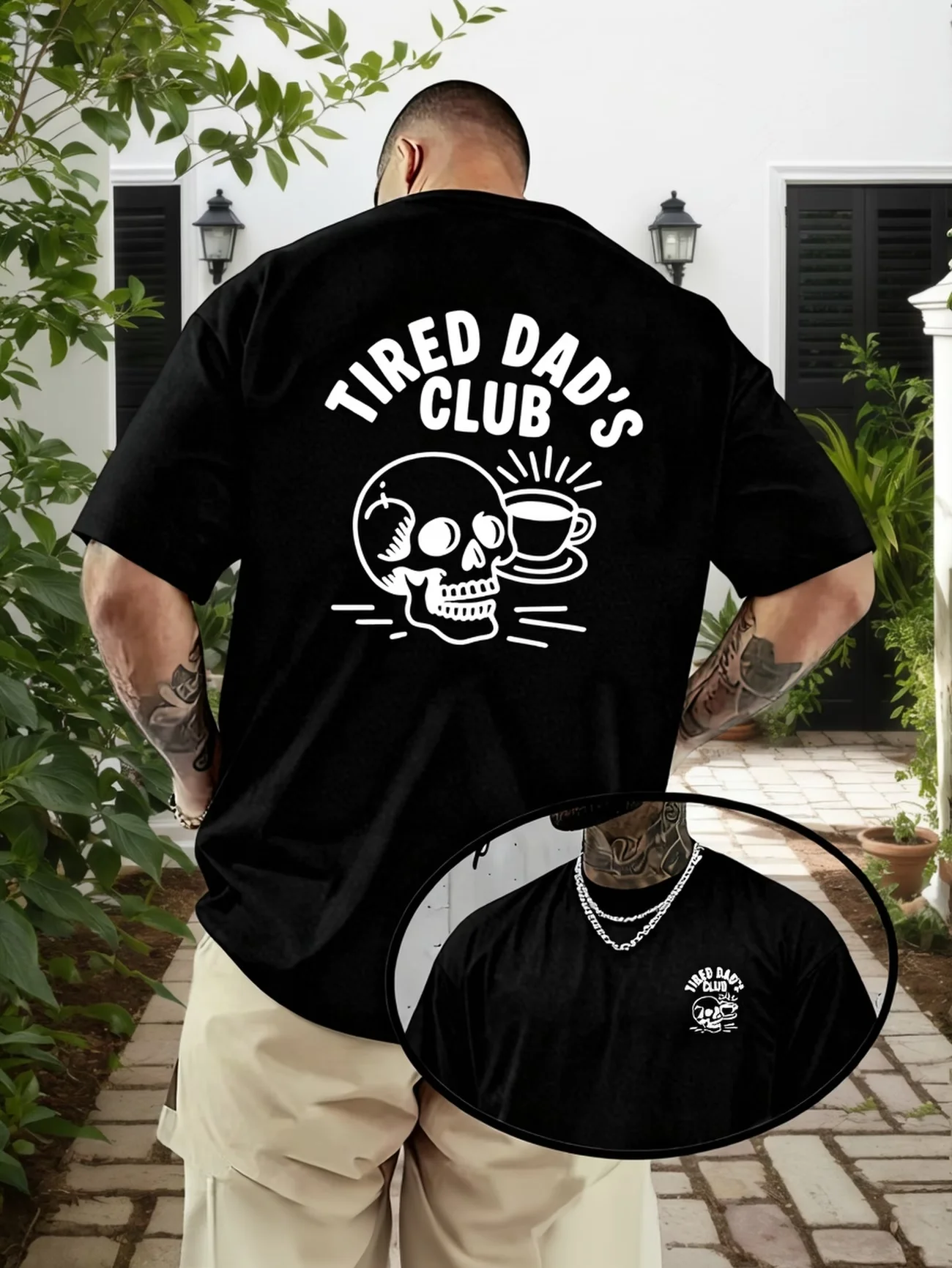 Funny meme TIRED DAD'S CLUB Print T-Shirt for Men's Short Sleeve T shirt Popular Men's and Women's Four Seasons Streetwear gift