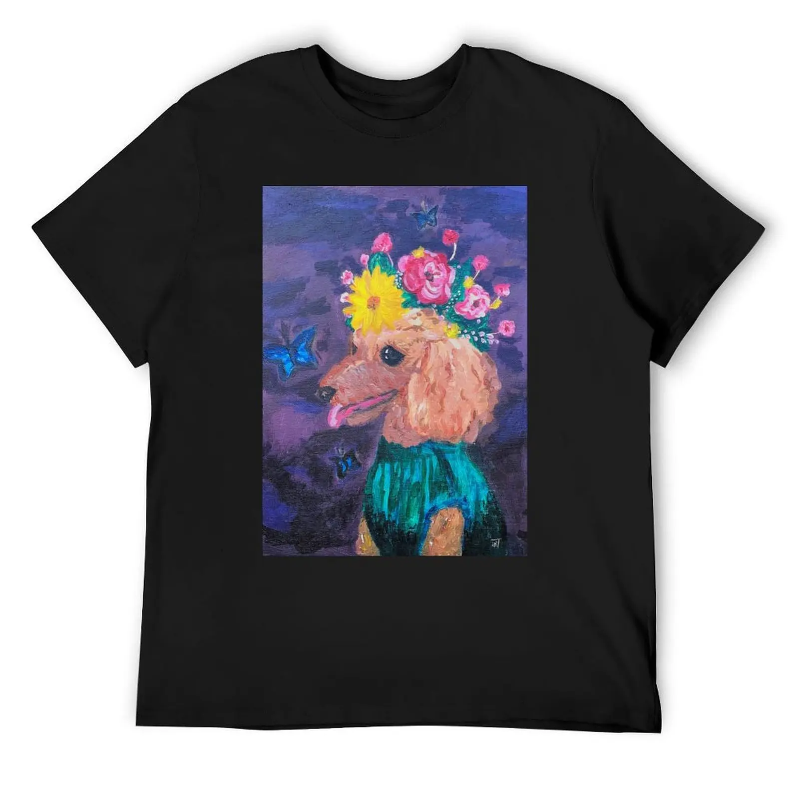 

Poodle With Flower Crown T-Shirt boys whites blue lock blanks vintage clothes mens t shirt graphic