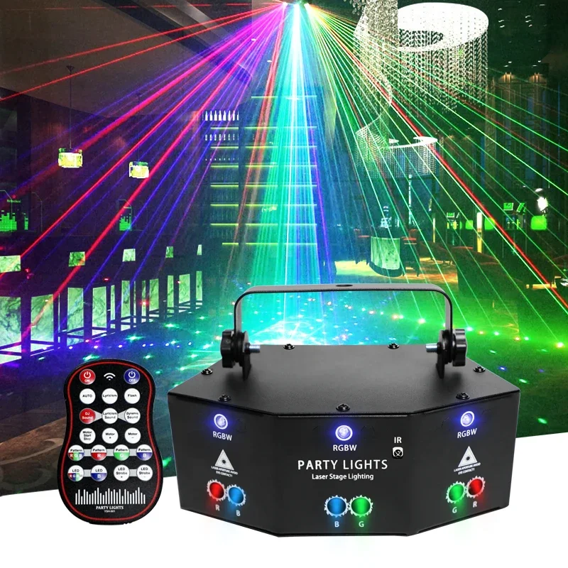 

BOTAI New 9 lens DMX Xmas lazer light beam projector party lighting Dj disco lights for night club Karaoke