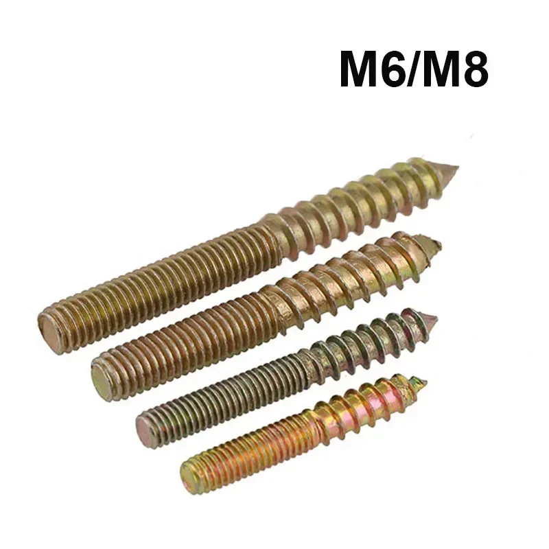 M6 M8 Hanger Bolt Wood To Metal Dowels Double Ended Furniture Fixing Self Tapping Screws Wood Thread Stud