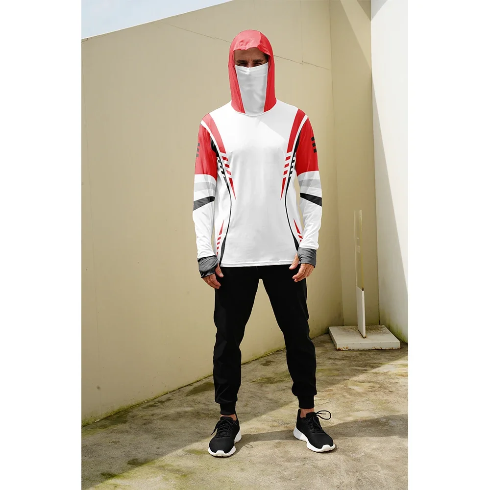 Fishing Shirts Men Sun Protection Hoodie Mask All-in-one Fishing Clothing Angling T-shirt Upf 50+ M-3XL view 6