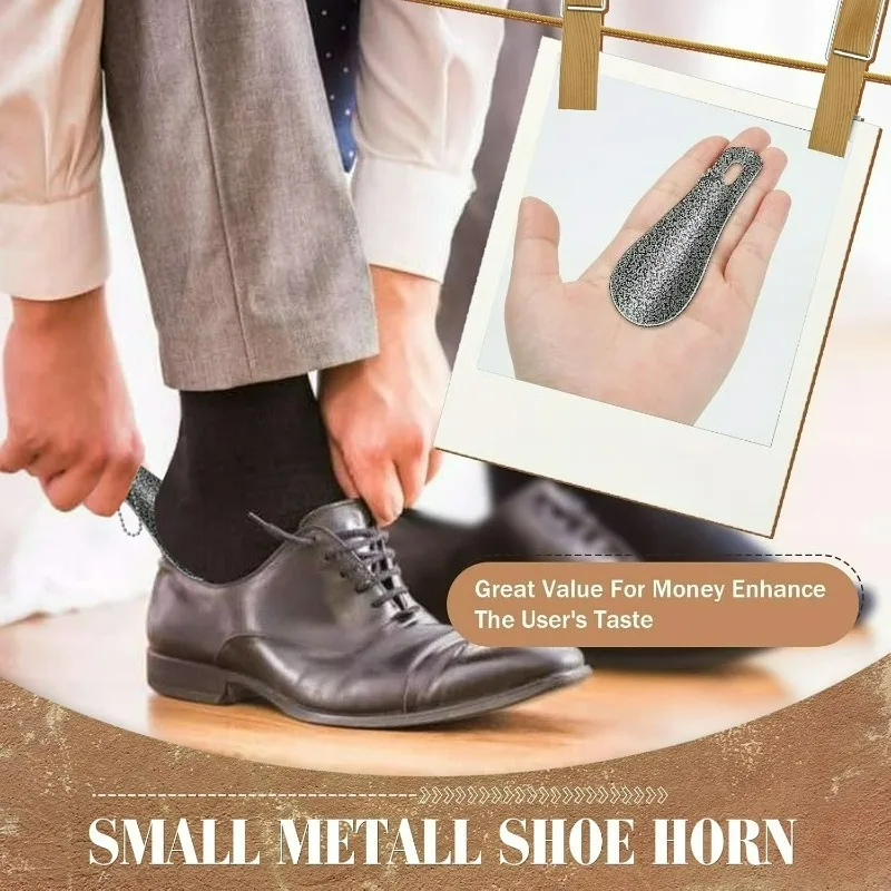Vintage-Stil Mini Metall-Schuhlöffel | Kompakter Schlüsselanhänger-Schuhhilfe für Einfaches Anziehen | Tragbares Reisezubehör für Männer & Frauen – Detail 4
