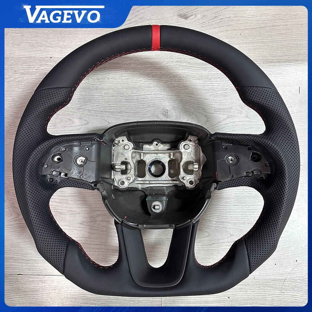 

For Dodge Challenger 2015-2020 Red Style Perforated Leather Steering Wheel Sport Upgrade Interior Accessories