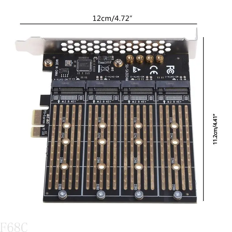 F68C PCIE 1x إلى 4 منفذ لـ M.2 B لبطاقة تمدد SSD الرئيسية لـ A MINING PCI-E لـ Express to NGFF ATA SSD RISER