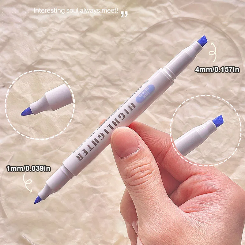 5/15/25 Colors Double Headed Highlighters Instagram Style for Meetings Student Study Notes Art Office School Stationery Supplies