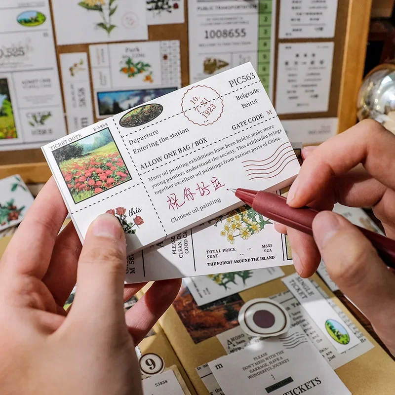 50pcs/pack Windsor's Past Note Book Inswind Retro Plant Creative Hand Ledger Student Daily Life Memo