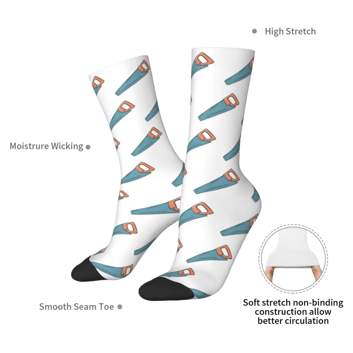 Doodle Of A Saw Tool Socks Harajuku High Quality Stockings All Season Long Socks Accessories for Man's Woman's Christmas Gifts