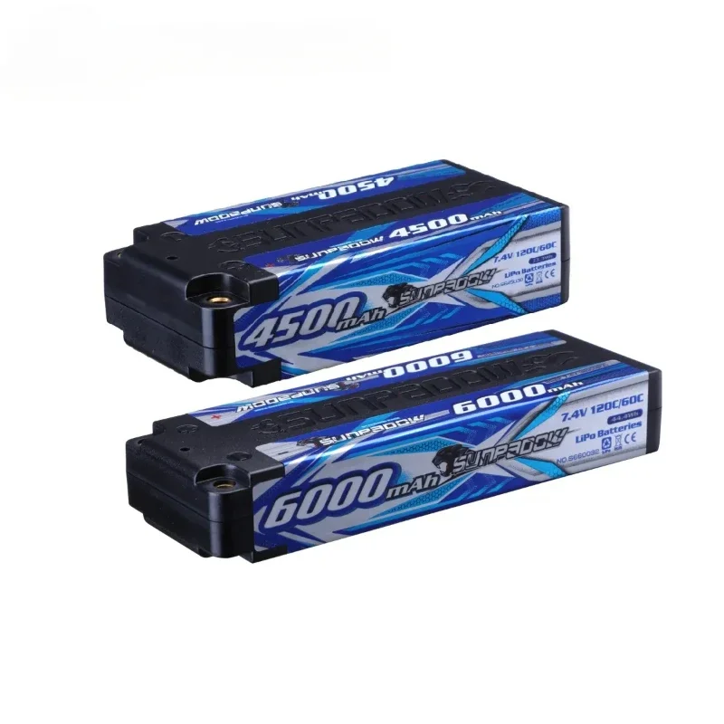 Competition RC Lipo Battery 2S 4500mAh 6000mAh 120C60C with 4mm Bullet Connector for 1/10 Buggy Vehicles Car Truck Tank