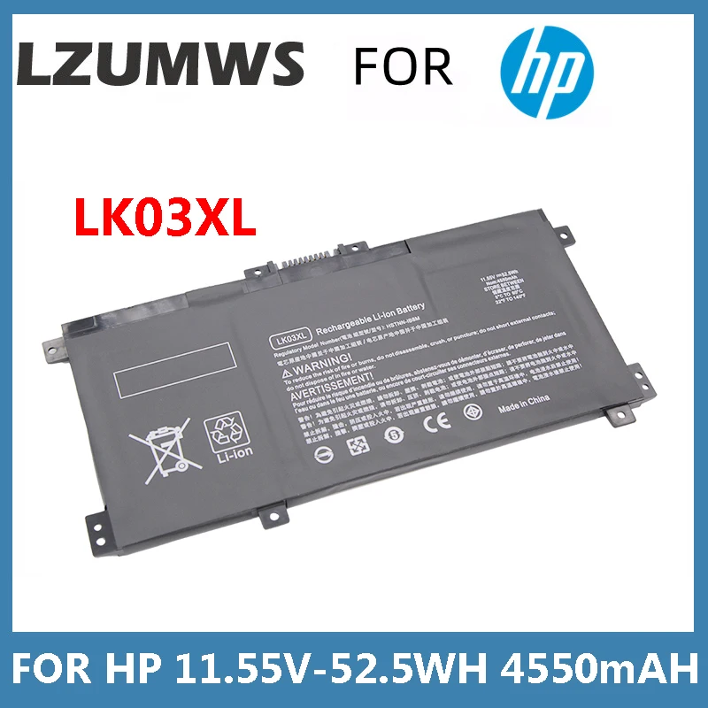 

11.55V 52.5WH 4550mAH LK03XL 3 Cells Laptop Battery For HP Envy 15 17M X360 15-bp 15-cn TPN-W127 W128 W129 W132 W134 HSTNN-LB7U