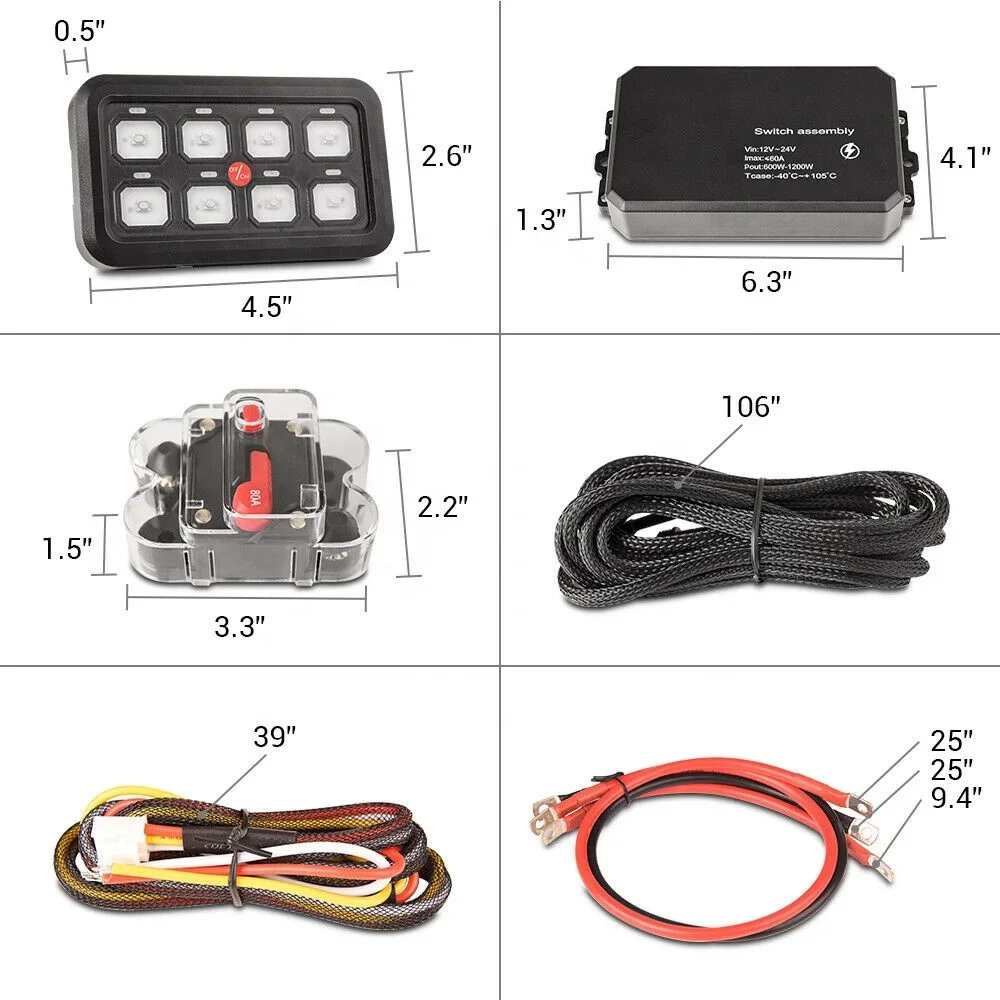 Yujie Factory YJ-81400 8 Gang Switch Panel Circuit Control 12V24V On-Off LED Car Switch Panel