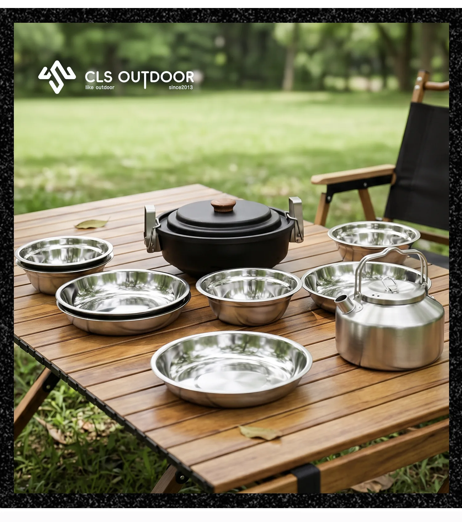 Neues 6-teiliges/9-teiliges Outdoor-Kochset, Campingtopf, tragbarer Topf für 4-5 Personen, Haushalts-Antihaftpfanne, Mikrodrucktopf-Set – Detail 2