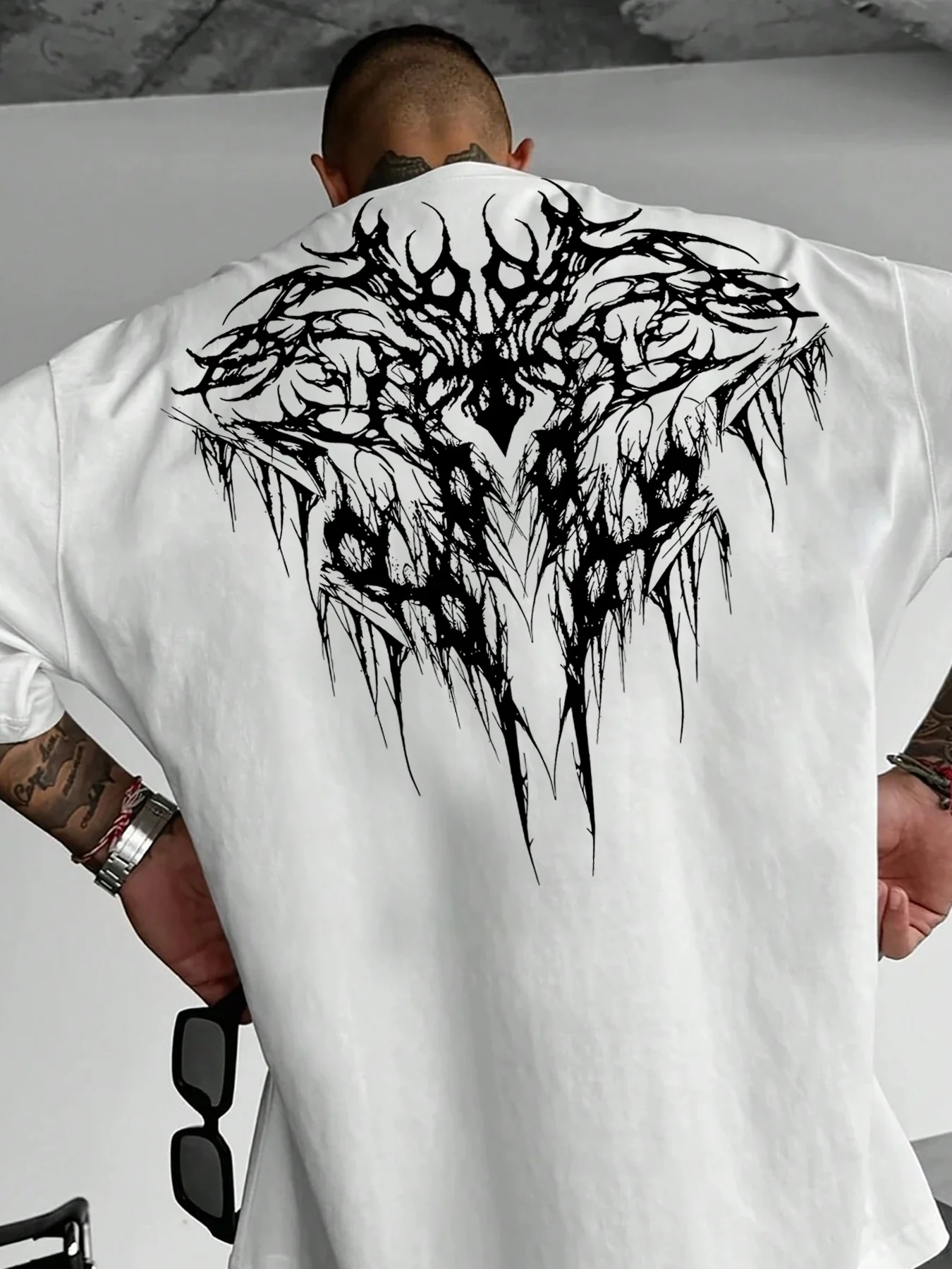 Gothic Geometric Print 100% Cotton Men Woment T-shirt Summer Autumn Daily Outdoor Sports Party Casual Loose Street Short Sleeve