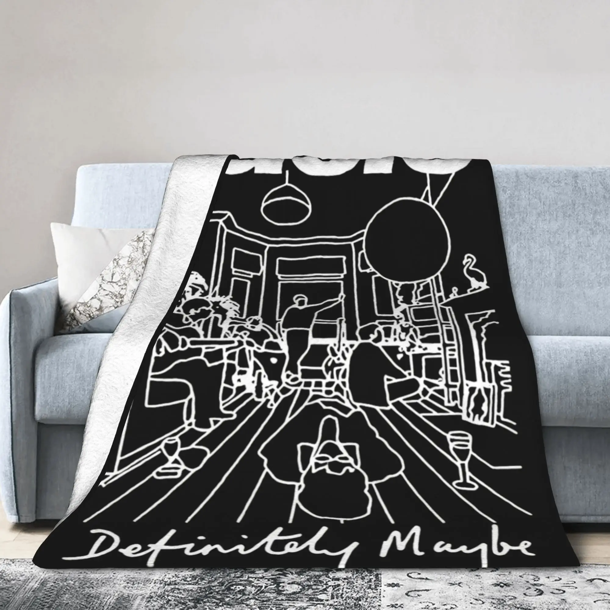 British Street O-Oasis Loose Fleece Throw Blanket Rock Band Blankets for Home Couch Warm Bedding Throws