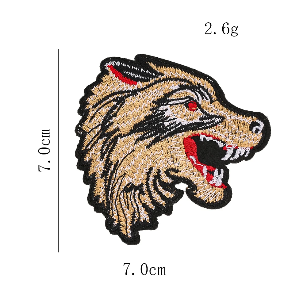 Fashion Wolf Head Embroidery Cloth Stickers Domineering Animal Patches Iron-On Applique for Clothing Sewing Decor Accessories