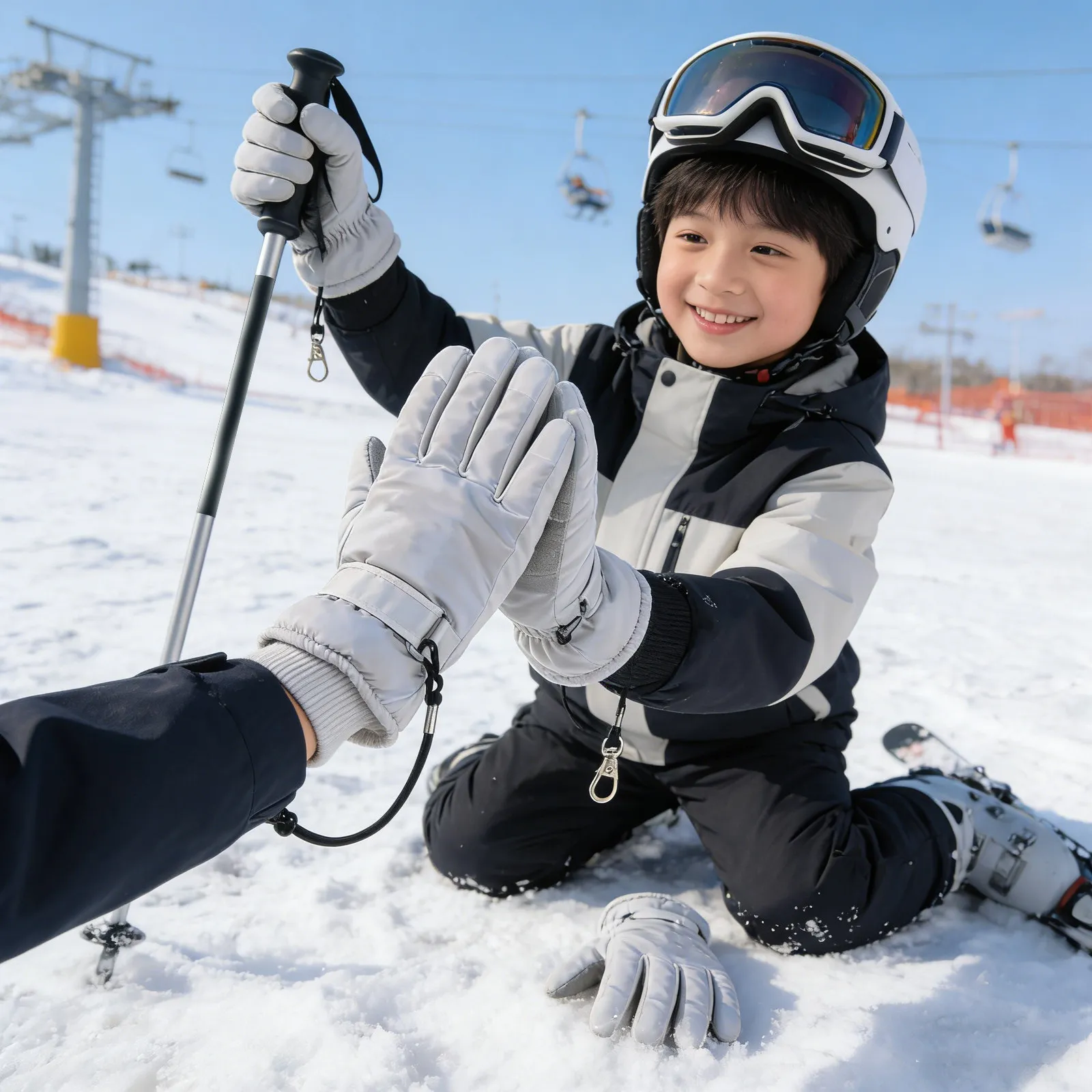 

6Pcs Ski Gloves Elastic Wrist Leash Straps Detachable Anti-Lost Clips Kids Winter Snowboard Accessories 27Cm Ski Straps
