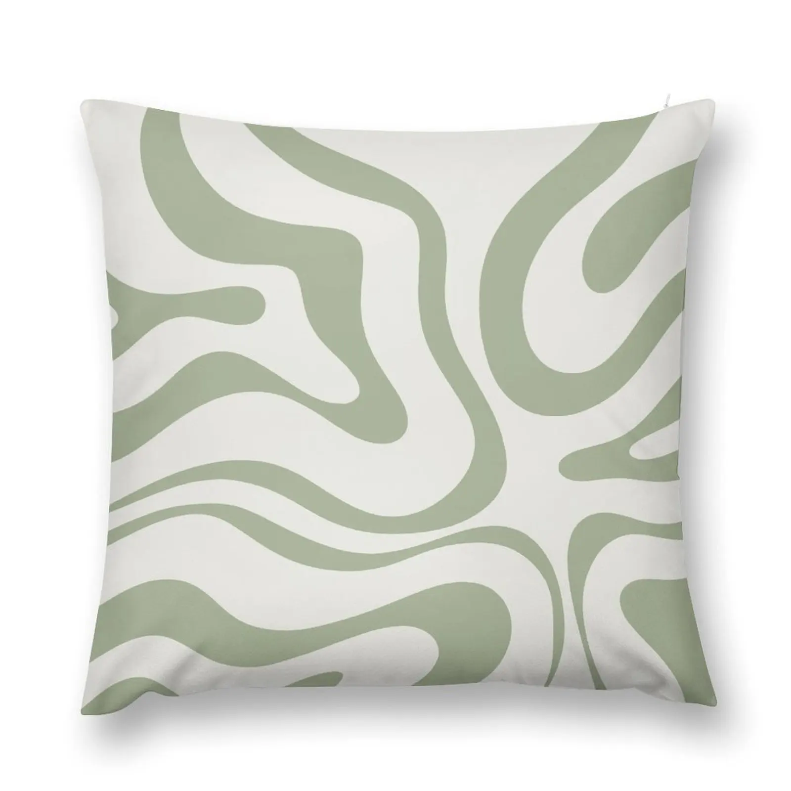 Modern Liquid Swirl Abstract Pattern in Sage Green Tones Throw Pillow Luxury Pillow Cover Christmas Pillow Covers