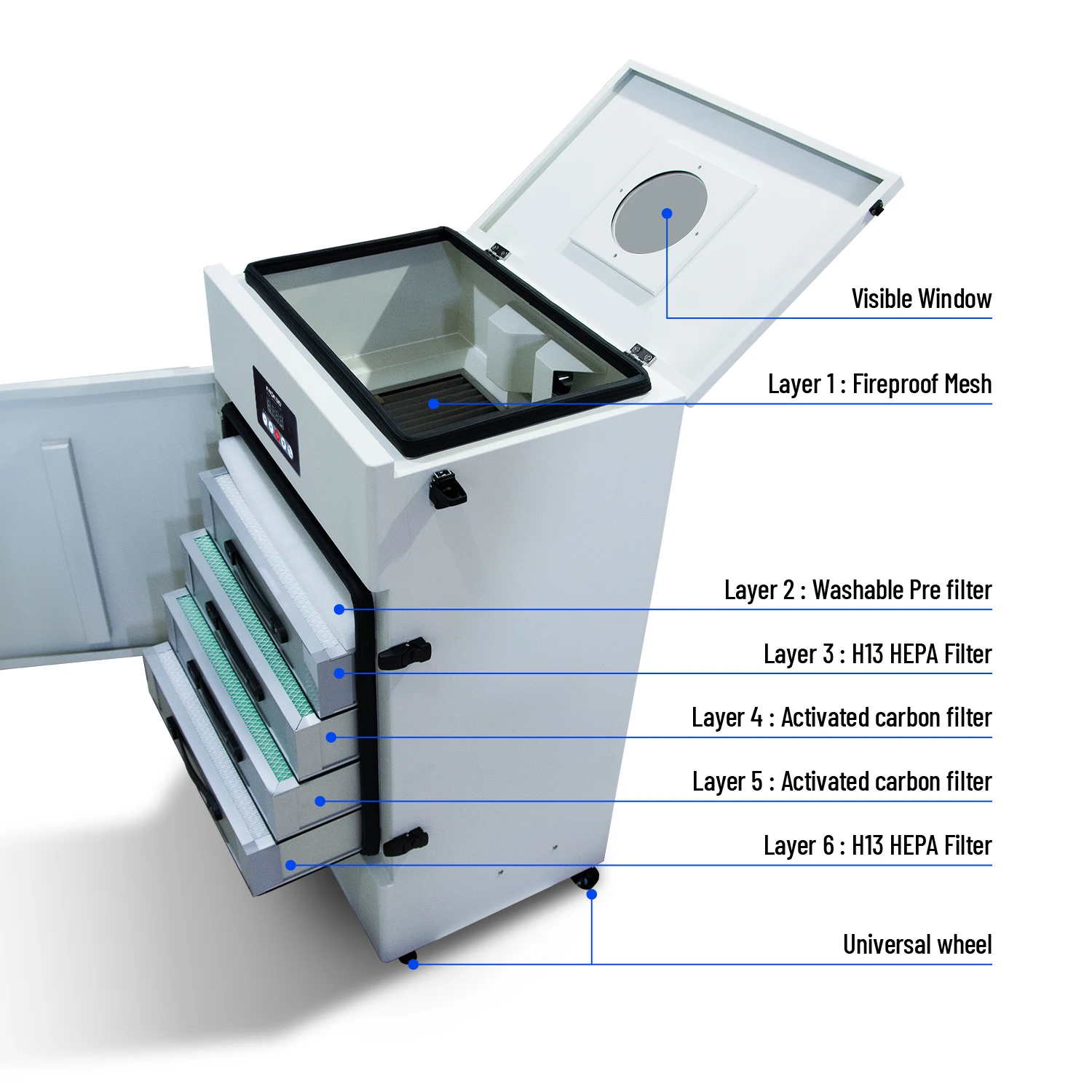 FES800 Mobile Welding Fume Extractor Industrial Alarm System CE RoHS Certified New for Dust Collector Woodworking Metal
