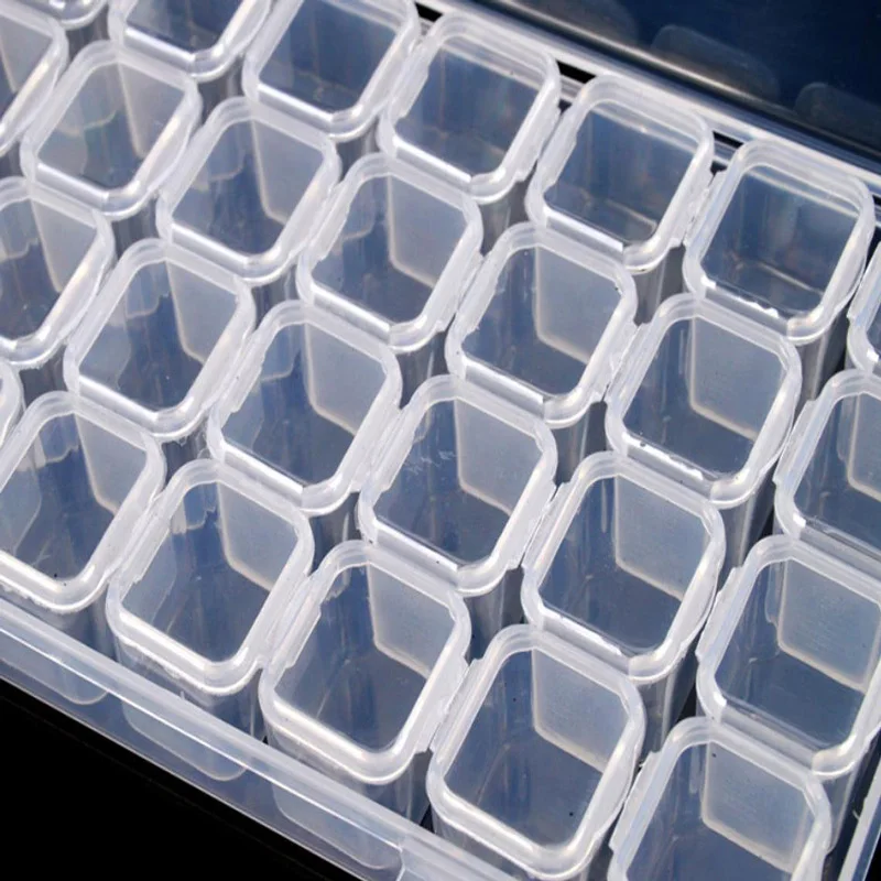 28 Slots Plastic Empty Box Clear Storage Organizer For Nail Rhinestones Beads Depatchable Mini Case Nail Art Jewerly Storage Box