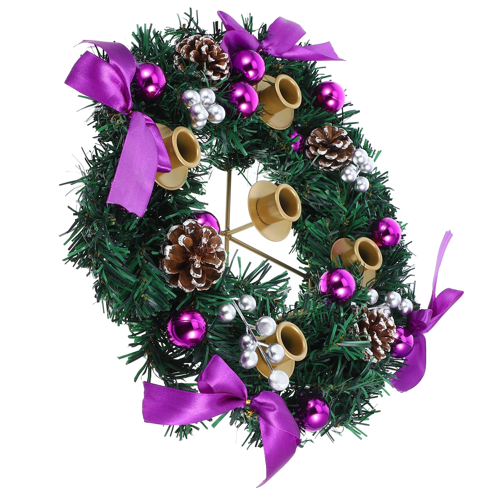 

1pcs Ring Holder Advent Wreath Red Berry Wreath Candles Stand Christmas Centerpiece Decoration Holiday Tabletop Decor