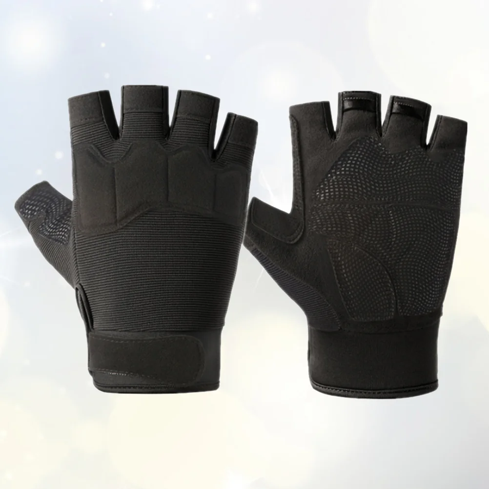 

1 Pair Half Finger Gloves Cycling Gloves Fitness Gym Road Bike Gloves for Men (Paratrooper, Black)
