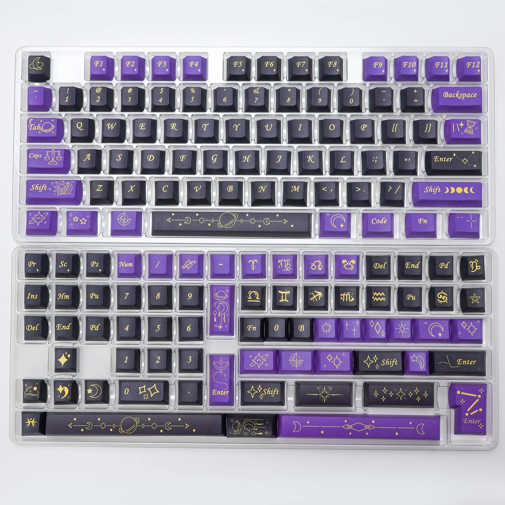 KBDiy 143 Keys Stardust Prelude Keycap الكرز الشخصي الأرجواني الأسود أليس سبليت سبيس ISO PBT أغطية المفاتيح للوحة المفاتيح الميكانيكية 60 #6