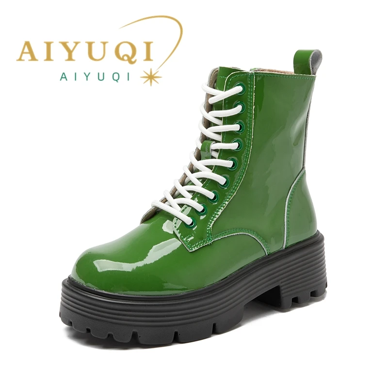 AIYUQI Marton Boots Women High Heel 2024 New Genuine Leather Women Ankle Boots British Style Vintage Platform Women Winter Boots